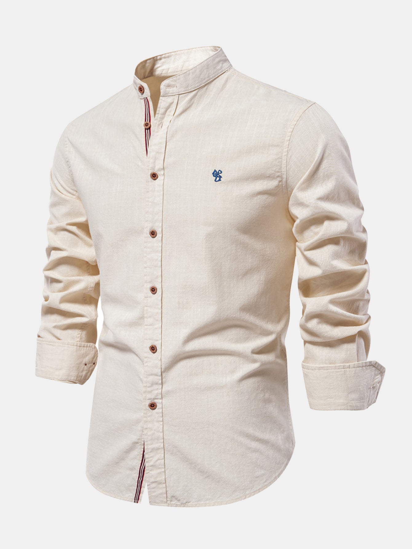 Rowan | Long Sleeve Linen Shirt With Stand Up Collar