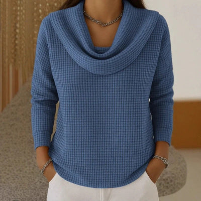 Dahlia | Warm Waffle Sweater with Elegant Cowl Neck