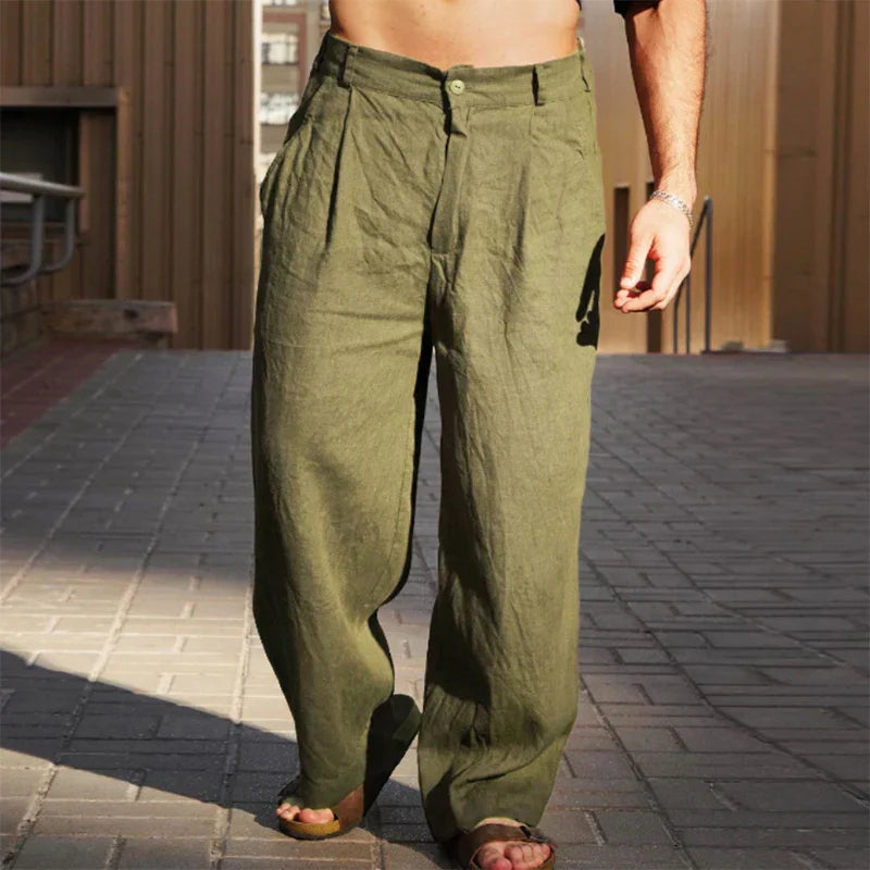 Mike | Linen Wide Leg Trousers